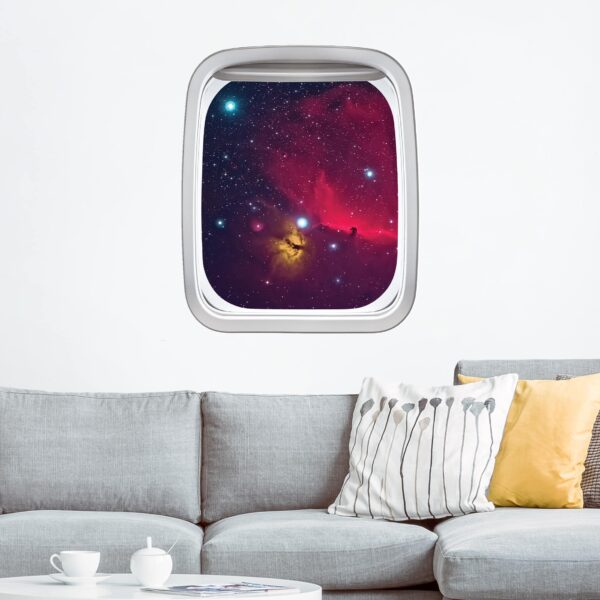 Wandtattoo Kinderzimmer Fenster Flugzeug Farbenfrohe Galaxie