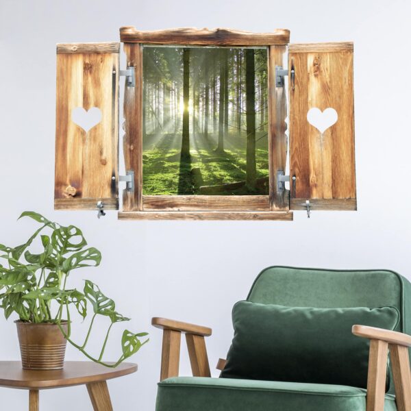 3D Wandtattoo Fenster mit Herz Spring Fairytale