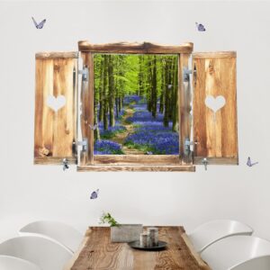 3D Wandtattoo Fenster mit Herz Wanderweg in Hertfordshire