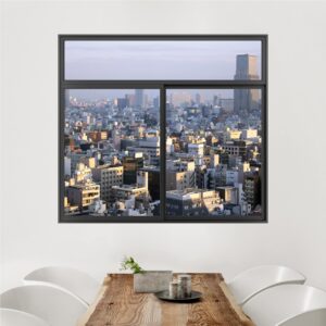 3D Wandtattoo Fenster Schwarz Tokyo City