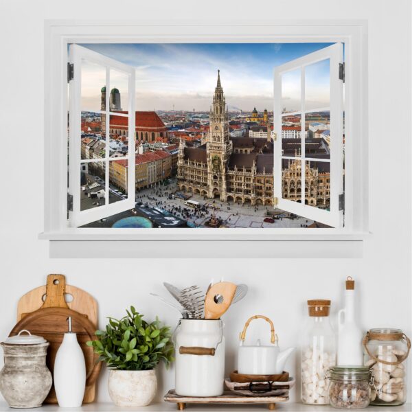 3D Wandtattoo Offenes Fenster City of Munich