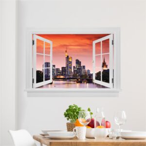 3D Wandtattoo Offenes Fenster Frankfurt Skyline