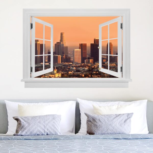 3D Wandtattoo Offenes Fenster Skyline of Los Angeles