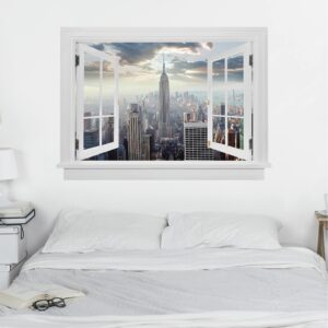 3D Wandtattoo Offenes Fenster Sonnenaufgang in New York