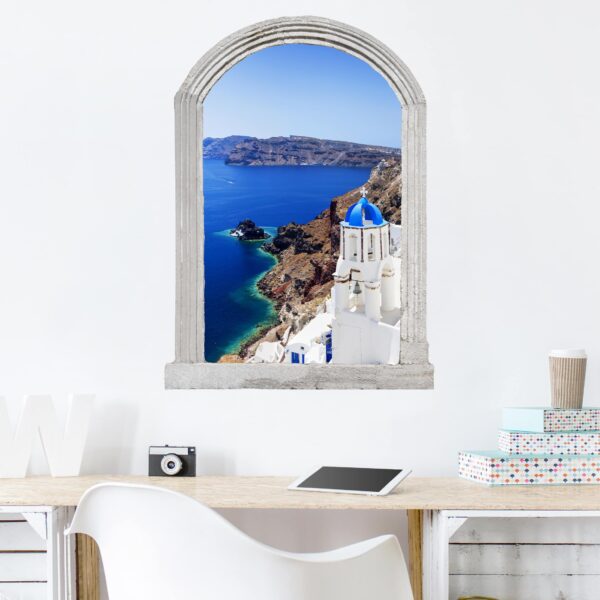 3D Wandtattoo Steinbogen View Over Santorini