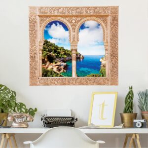 3D Wandtattoo Verziertes Fenster Cala de Deia in Mallorca