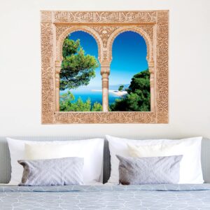 3D Wandtattoo Verziertes Fenster Hidden Paradise