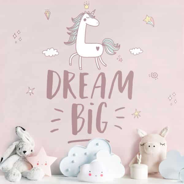 Wandtattoo Dream Big Einhorn