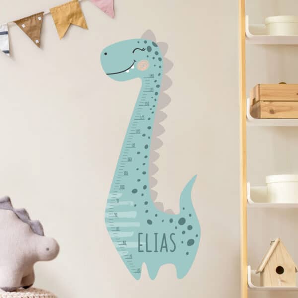 Kindermesslatte Wandtattoo Dino Junge Pastell mit Wunschname