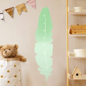 Kindermesslatte Wandtattoo Feder Mint