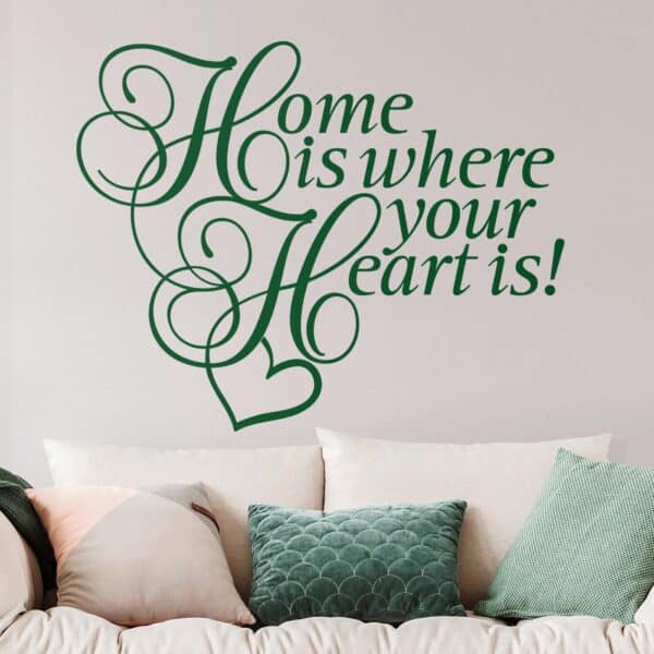 Wandtattoo Spruch Home is where the Heart is mit Herz