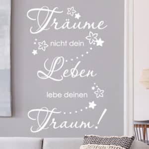 Wandtattoo Spruch Lebe deinen Traum - floral