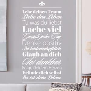 Wandtattoo Spruch Lebe deinen Traum Schlagworte