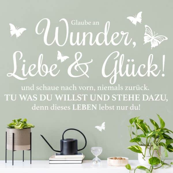 Wandtattoo Spruch Liebe und Glück