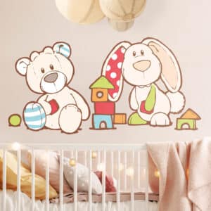 Wandtattoo 4-teilig NICI - My First NICI - Bär und Hase spielen