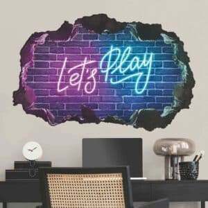 Wandtattoo Neon Schrift Let's Play