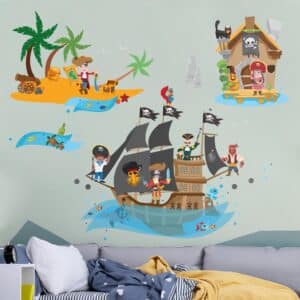 Wandtattoo 43-teilig Piratenschiff Schatzinsel Mega Set