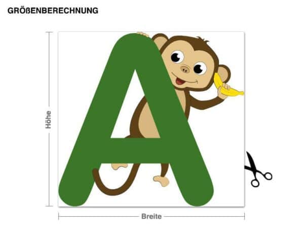 Wandtattoo Kinderzimmer Kinder ABC - Affe