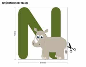 Wandtattoo Kinderzimmer Kinder ABC - Nashorn