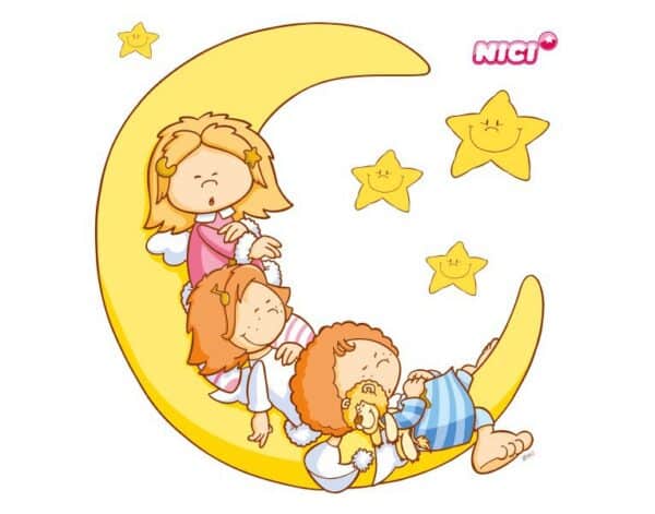 Wandtattoo Kinderzimmer NICI - Little Wingels auf dem Mond