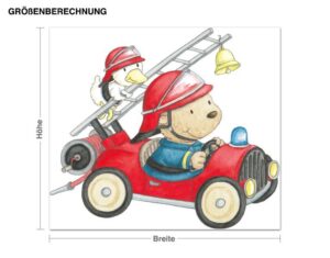 Wandtattoo Kinderzimmer Steinbeck - Pitzelpatz und Schnaddeldatz in der Feuerwehr