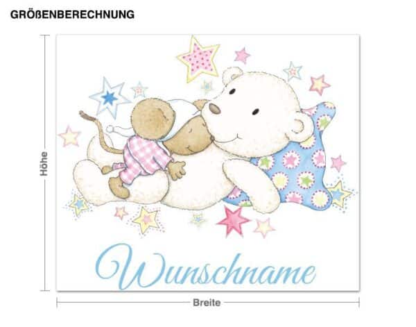 Wunschtext-Wandtattoo Kinderzimmer Steinbeck - Lillebi mit Teddy