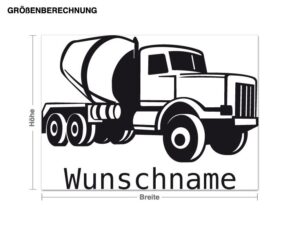 Wunschtext-Wandtattoo Wunschtext-Betonmischer