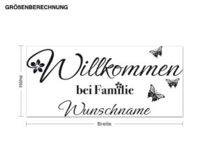 Wunschtext-Wandtattoo Wunschtext-Willkommen bei Familie Wunschname