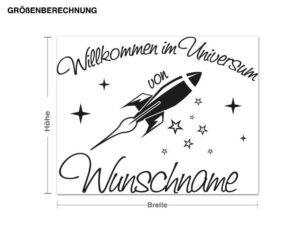 Wunschtext-Wandtattoo Kinderzimmer Wunschtext-Wunschname Universum