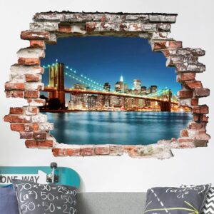 3D Wandtattoo Nighttime Manhattan Bridge