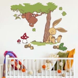 Wandtattoo Kinderzimmer NICI - Forest Friends Eichhörnchen & Hase