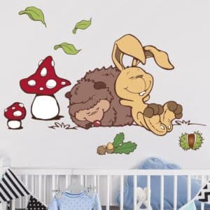 Wandtattoo Kinderzimmer NICI - Forest Friends Hase & Igel schlummern