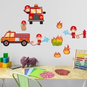 Wandtattoo Kinderzimmer Feuerwehr im Einsatz Set