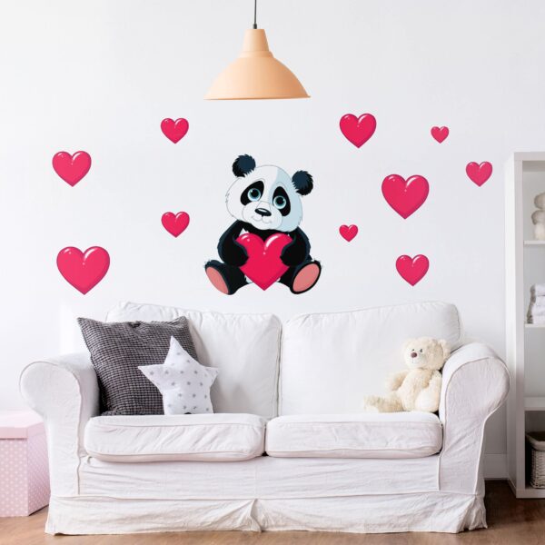 Wandtattoo Kinderzimmer Panda mit Herzen