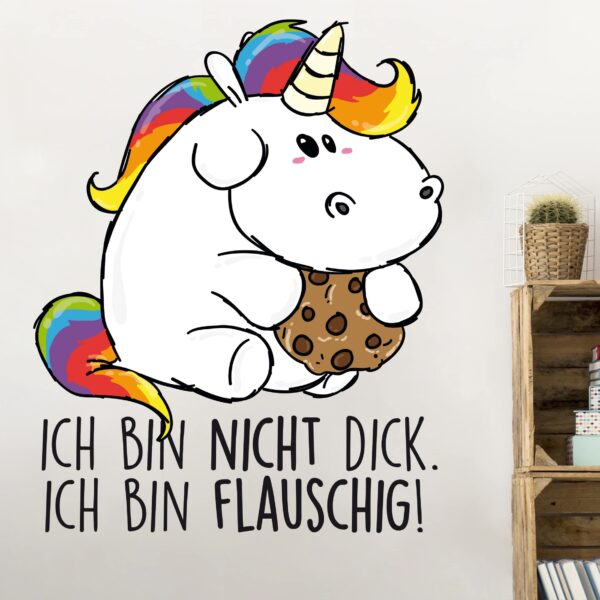 Wandtattoo Kinderzimmer Pummeleinhorn - Ich bin flauschig!