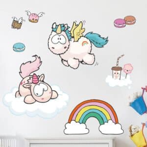 Wandtattoo Kinderzimmer NICI - Theodor & Rainbow Flair fliegen