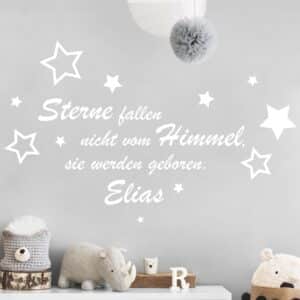 Wunschtext-Wandtattoo Kinderzimmer Wunschtext-Sterne fallen