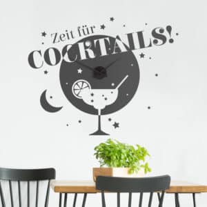 Wandtattoo-Uhr Zeit für Cocktails